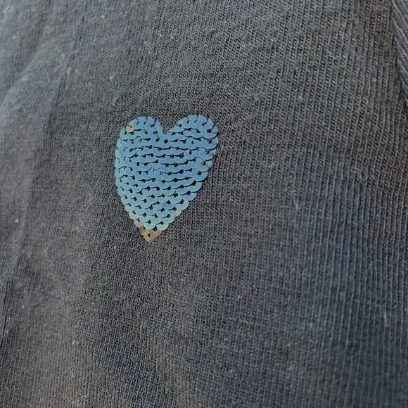 Vintage Y2K 2000s Moschino Jeans Black Full Zip Sweater Heart Sequin Small - Picture 6 of 9